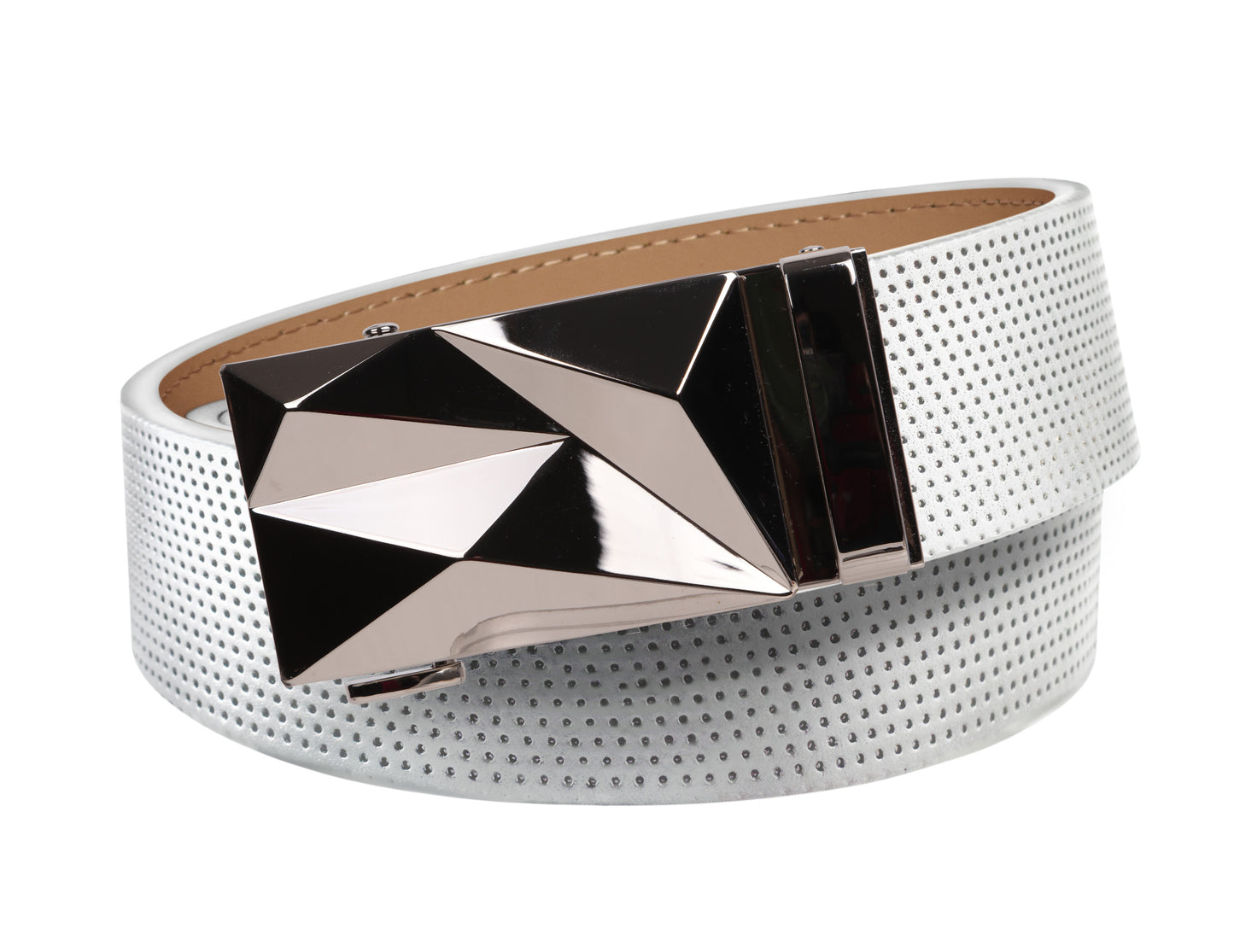 Pinhole Belt Strap - White