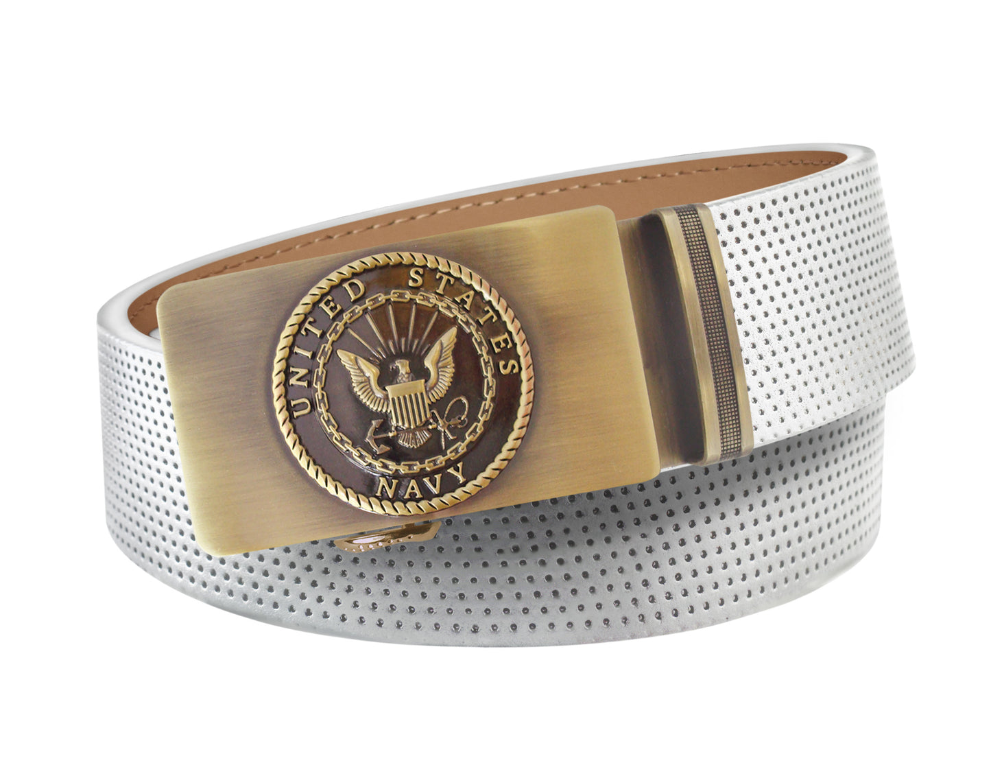 Pinhole Belt Strap - White