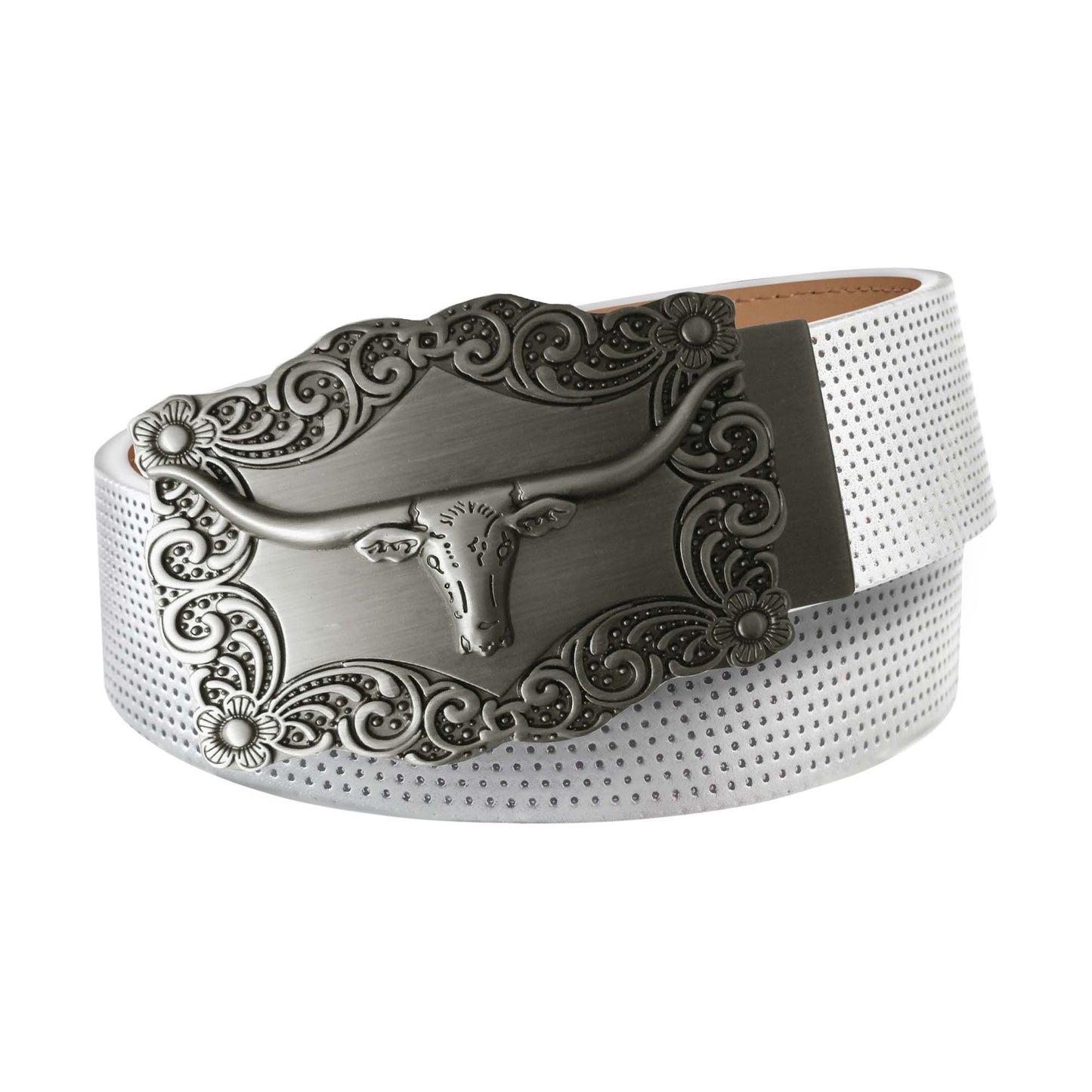 Pinhole Belt Strap - White